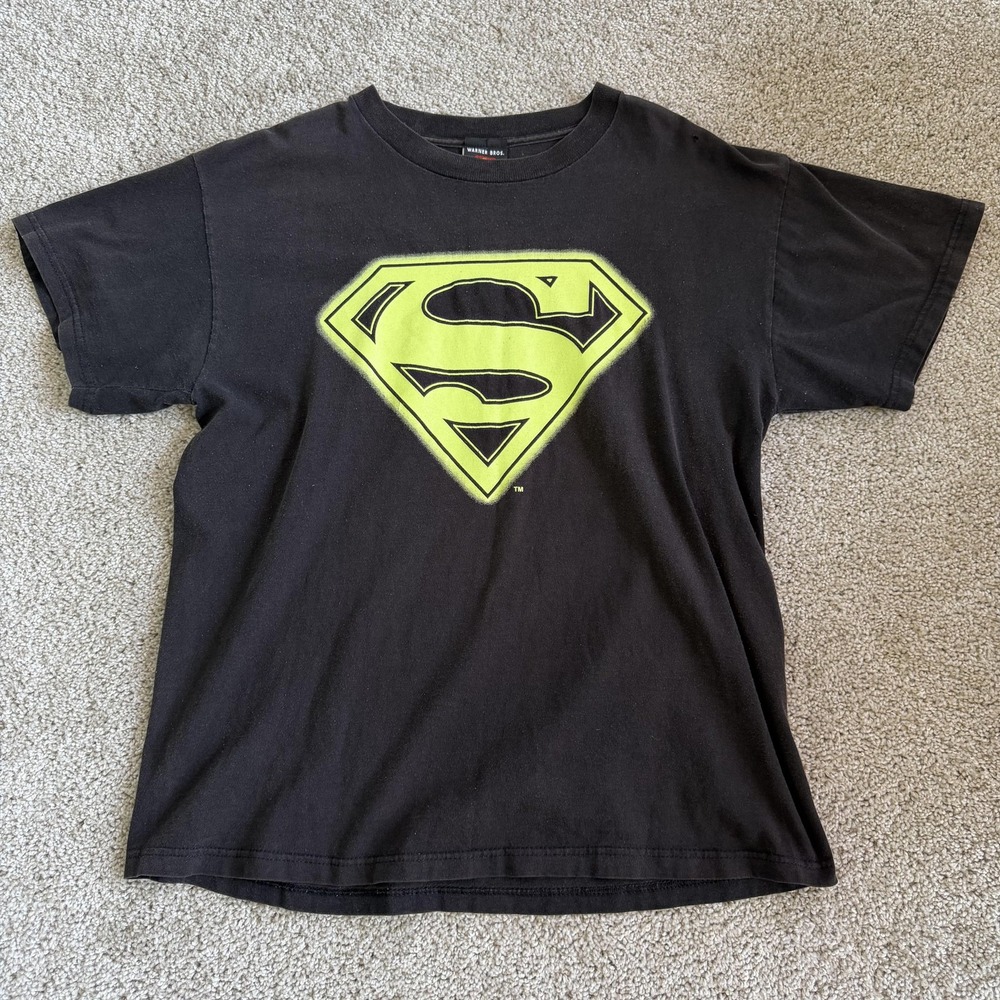Vintage Superman Shirt Mens Large Black Graphic Tee T-Shirt Delta Pro Weight